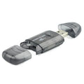 Transparent plastic USB card reader with LED illumination options for SD microSD MS memory cards