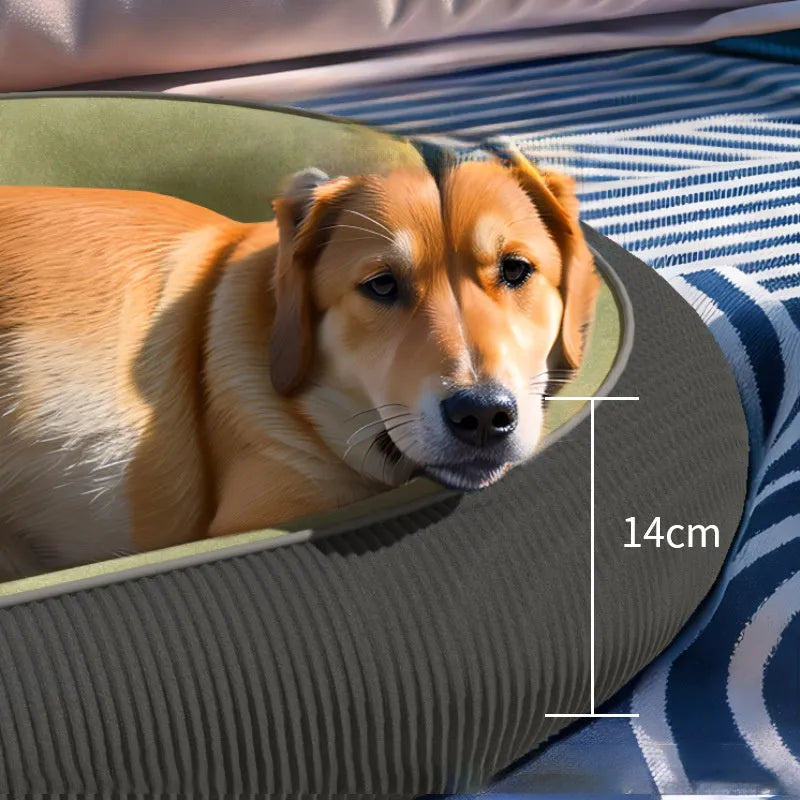 Corduroy and fleece disassemblable dog kennel bed in Gray for medium to large dogs
