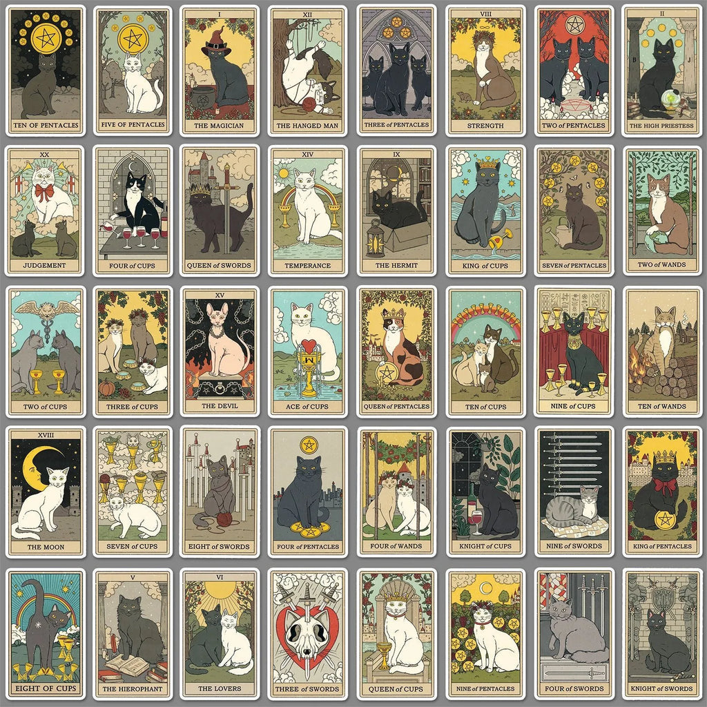Creative graffiti waterproof luggage sticker set 78 tarot cards-style cute offset print decals on suitcase