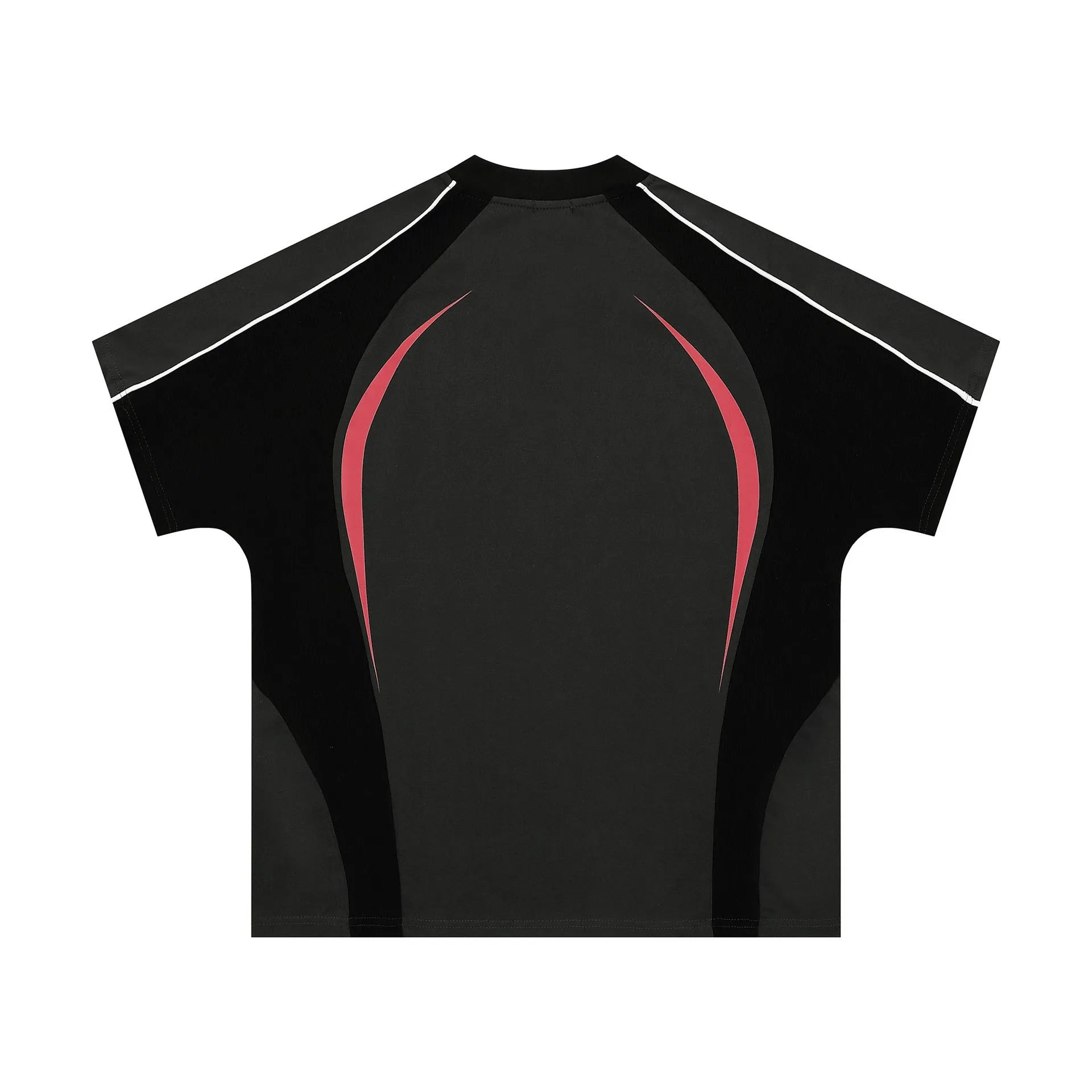 Men's loose black t-shirt with a large printed white letters graphic on the front.