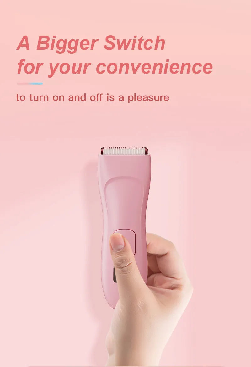 Women's rechargeable bikini body shaver with positioning combs and charging base, black SMT030