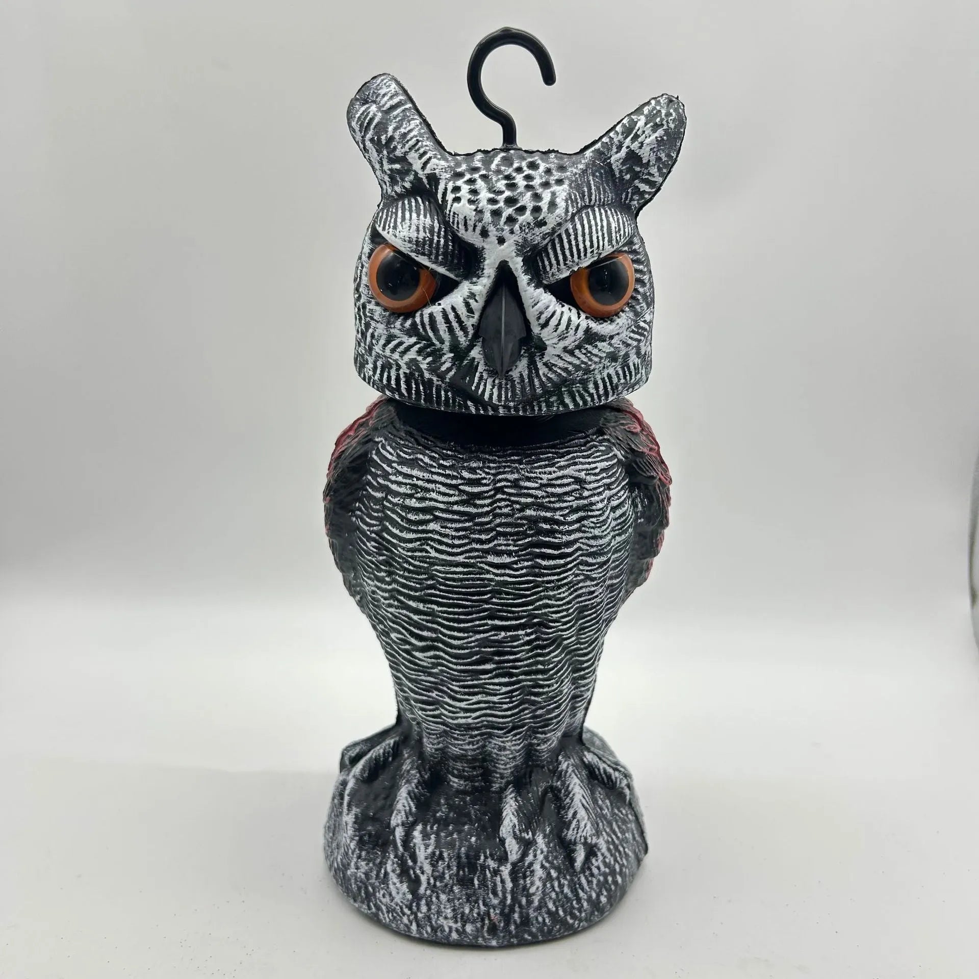 Artificial owl bird scarer ornament with movable head for outdoor garden pest control