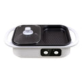 White or green dual-function electric hot pot with mechanical controls and compact design