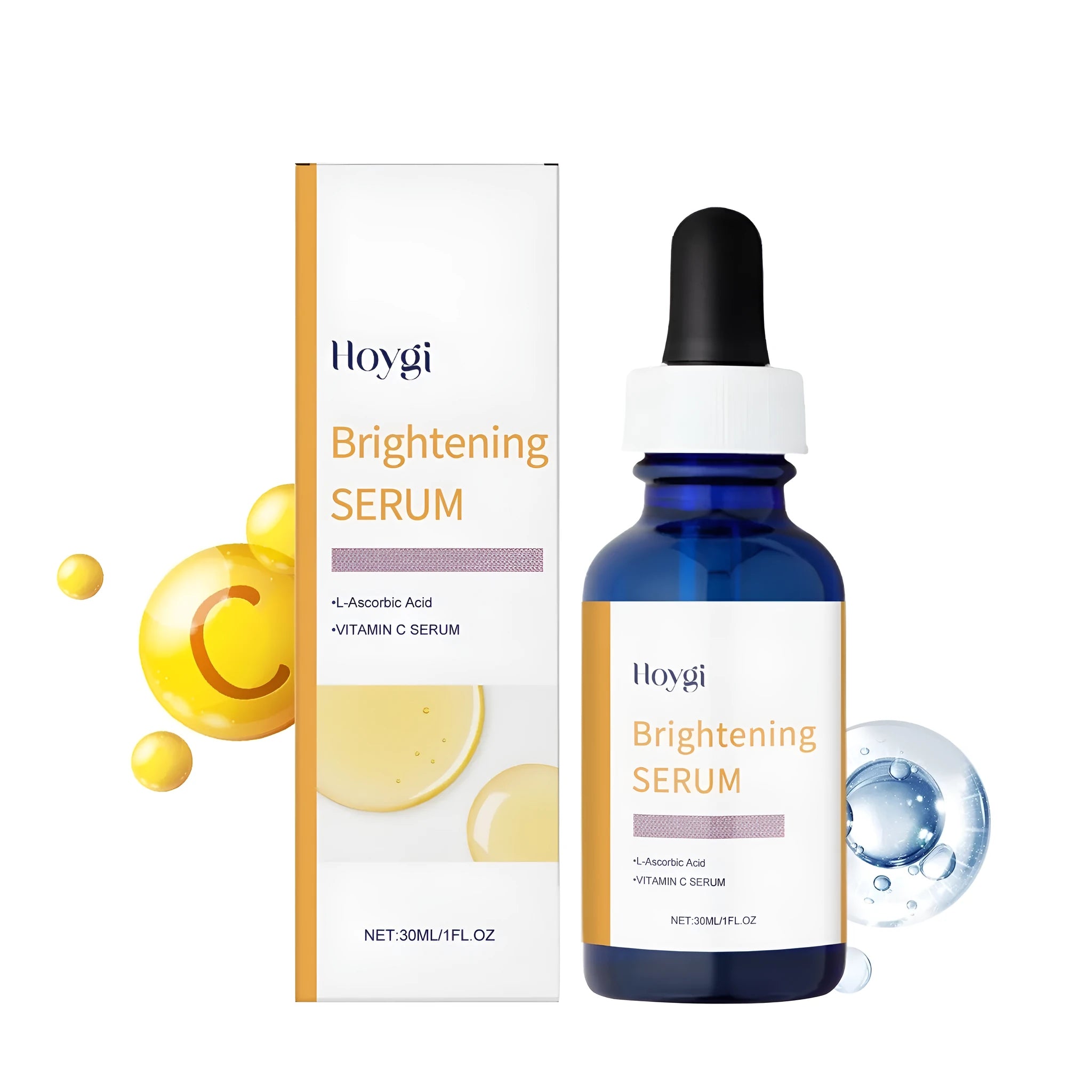 30ml Vitamin C serum bottle with dropper for facial application