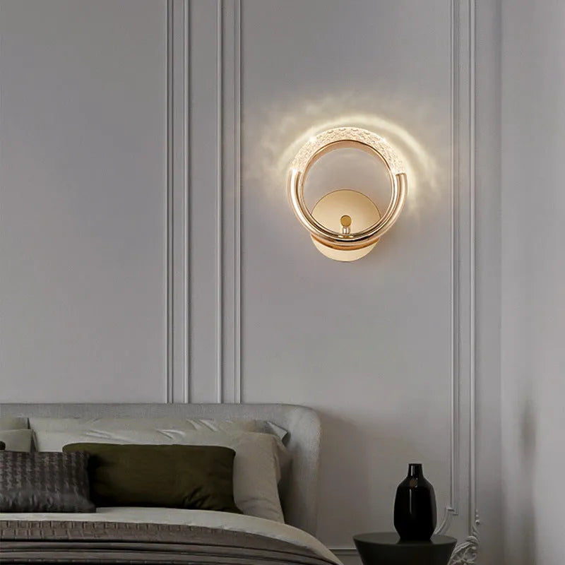 Modern minimalist wall lamp with acrylic shade offering three lighting settings