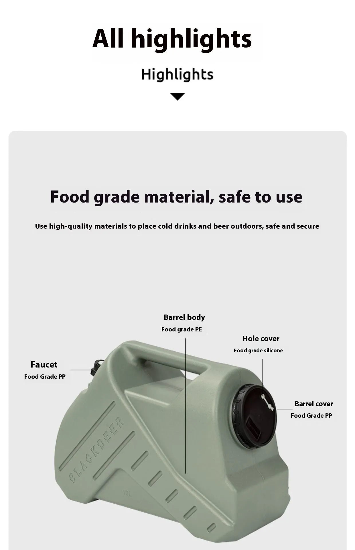 Portable water storage tank in green back 18L and snail 13L designs, made from PP material