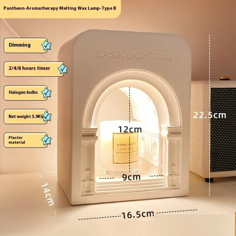 White Nordic gypsum candle lamp with dimming function and aromatherapy, Pantheon-16.5 cm