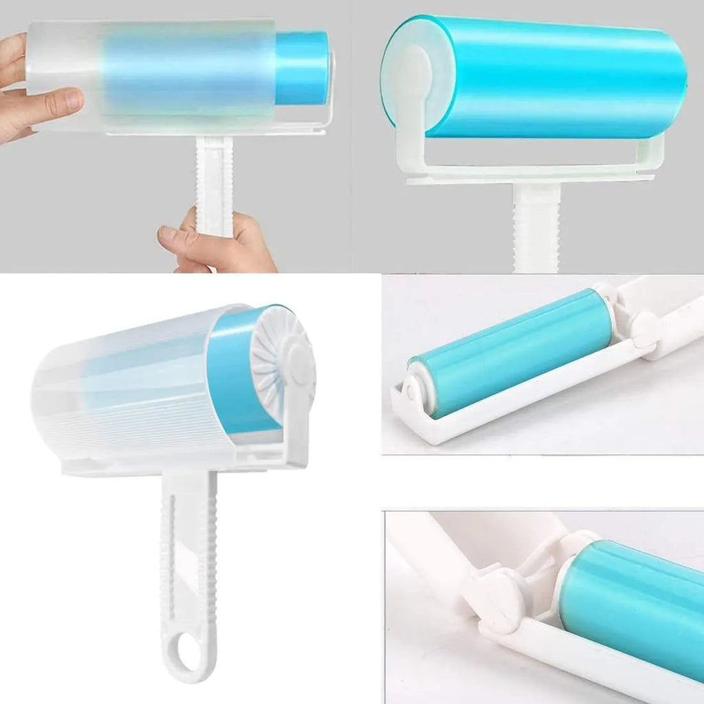 Reusable washable lint roller with protective cover for pet hair removal