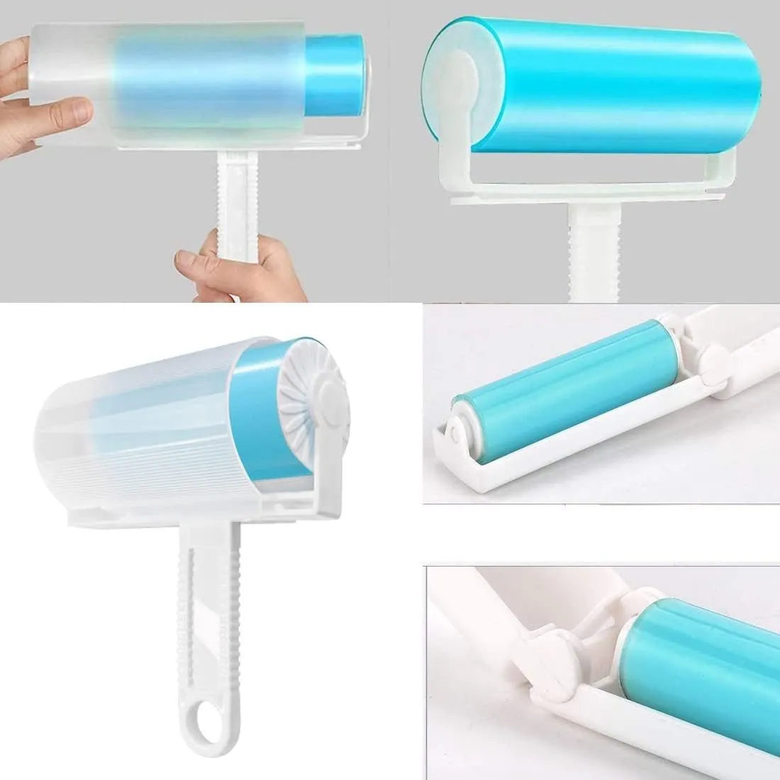 Reusable washable lint roller with protective cover for pet hair removal