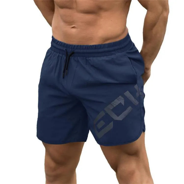 Men's elastic thin training running shorts in black, quick-drying knee length design for summer sports