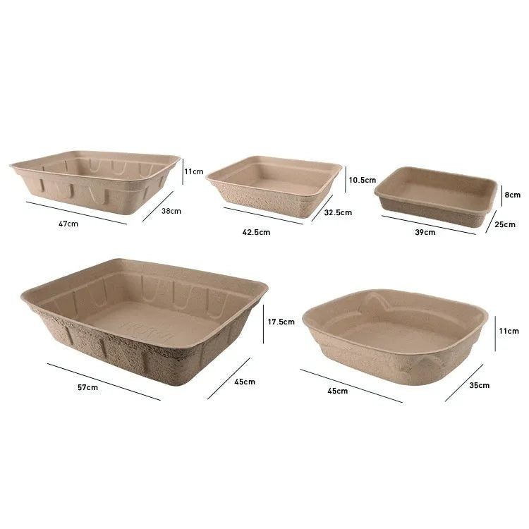 Brown disposable cat litter box with environmentally friendly degradable materials