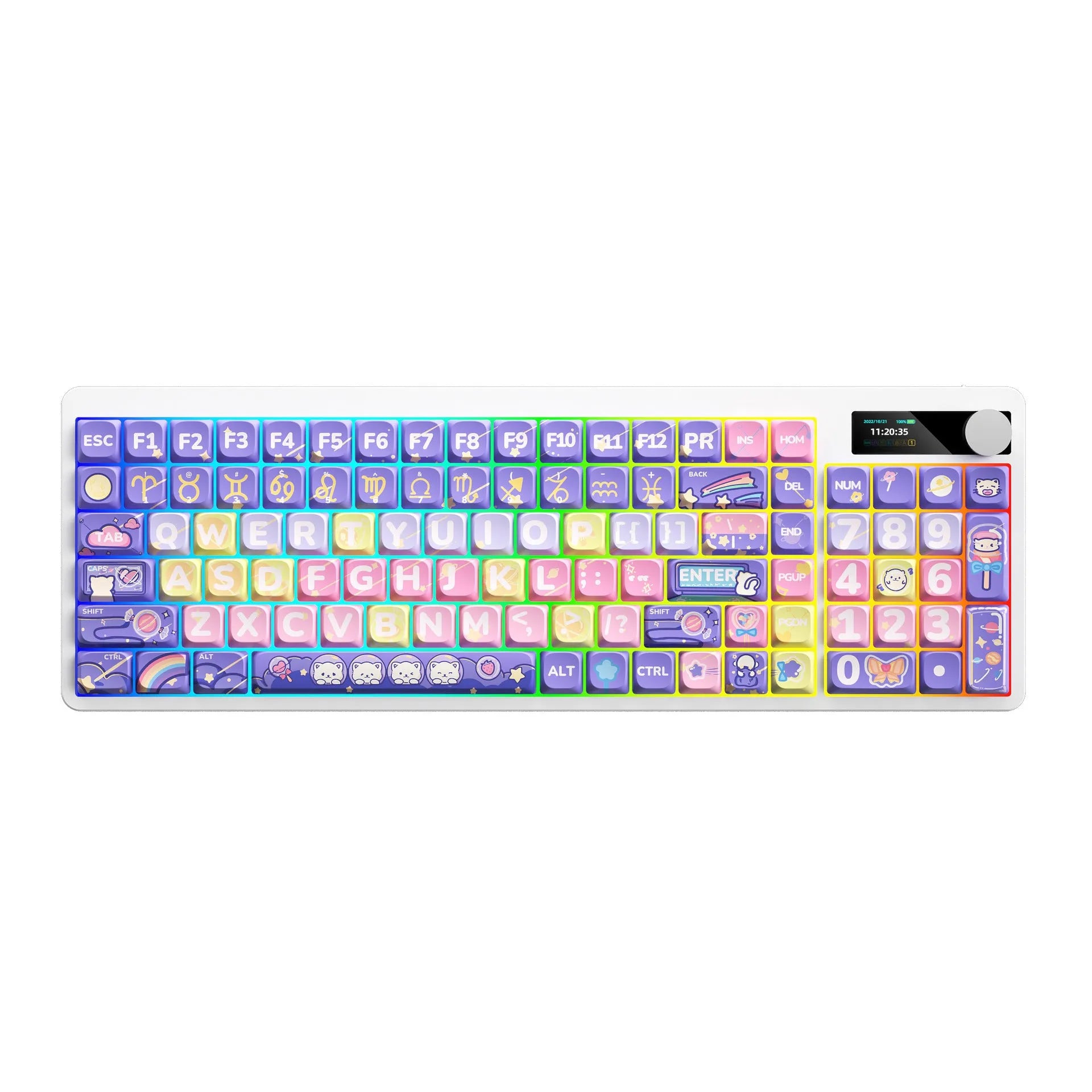 Black Iron Cow mechanical keyboard with RGB backlighting showing full key layout