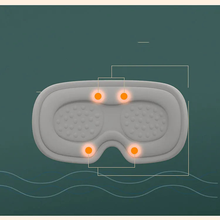Green portable eye massage mask with USB cable on a grey background