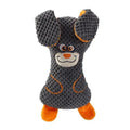 Assorted dog plush bite toys in blue, green, orange with cute animal shapes and squeaker