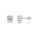Moissanite stud earrings in S925 silver with platinum plating, black stone, 1 carat, gift box packaging