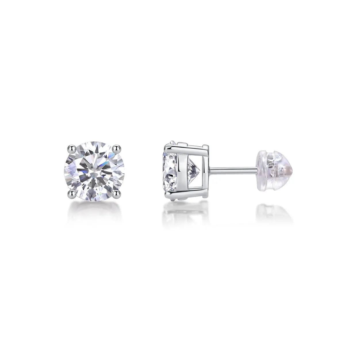 Moissanite stud earrings in S925 silver with platinum plating, black stone, 1 carat, gift box packaging