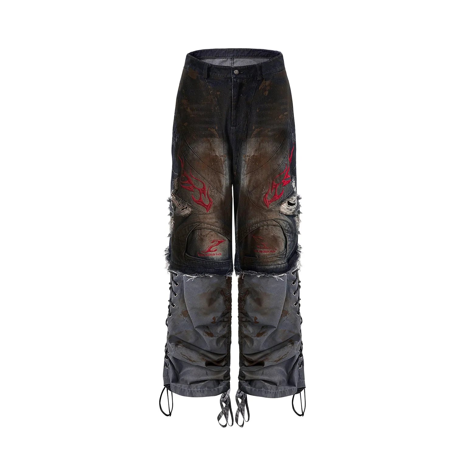 Men's retro jeans with detachable trouser legs in wide-leg denim with mid-high waist
