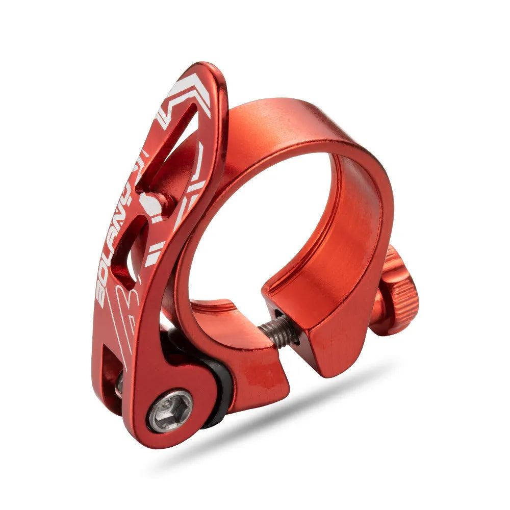 Aluminium alloy bicycle seat tube clamp in black, red, gold, or blue for 31.8mm or 34.9mm frames