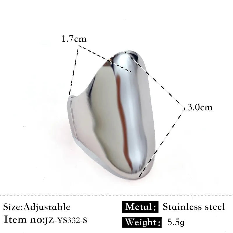 Geometric open ring with striped gold plated design on stainless steel, spray finish, unisex style, colour JZ-YS332-S