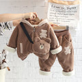 Padded hooded cotton baby winter coat set in beige with trousers, quilted zip-up Korean style