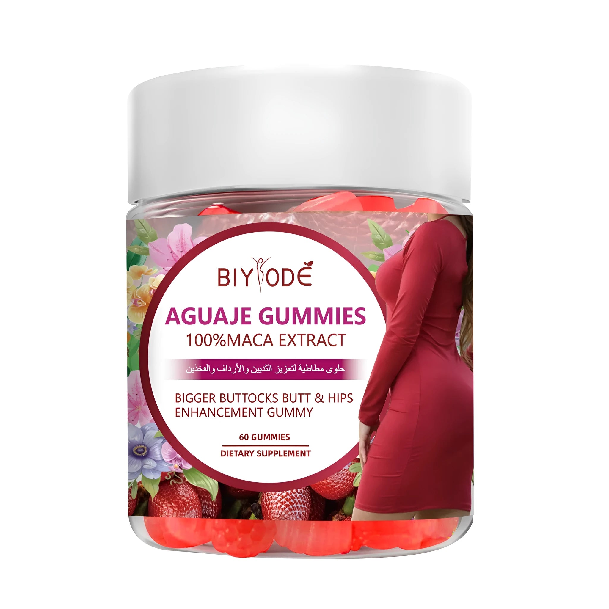 Aguaje gummies herbal supplement bottle with 60 gummies for booty enhancement natural plant based formula