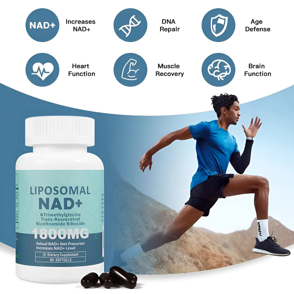 Bottle of Nicotinamide Mononucleotide capsules available in 60 or 120 piece counts with 24 month shelf life