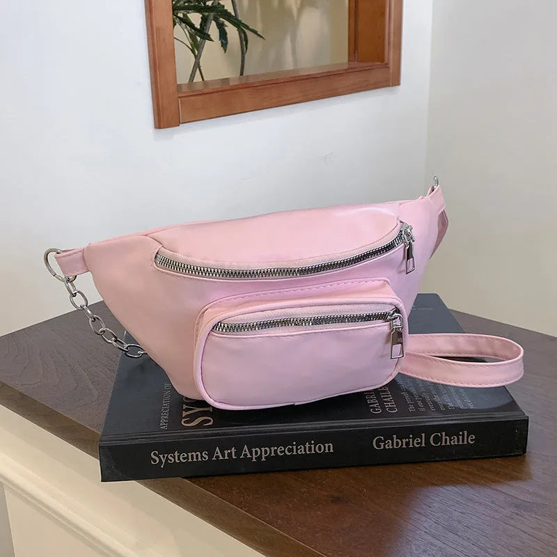New high-grade versatile large capacity PU shoulder bag for women with chain detail, black colour, urban simple style