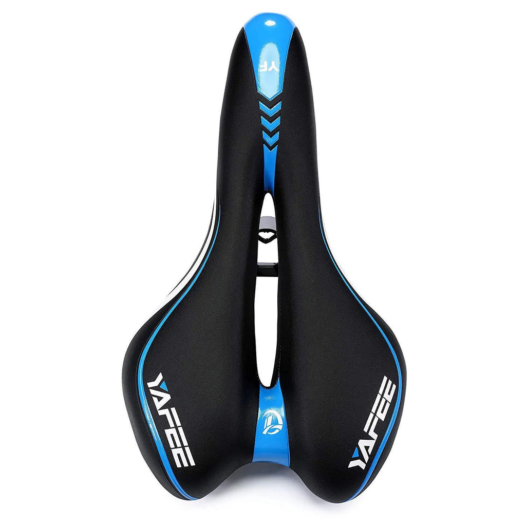 Mountain bike hollow breathable saddle seat cushion 280x160mm polyurethane with steel bow black and red colour