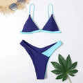 Women's nylon swimsuit set with European style brief design in patterned colours