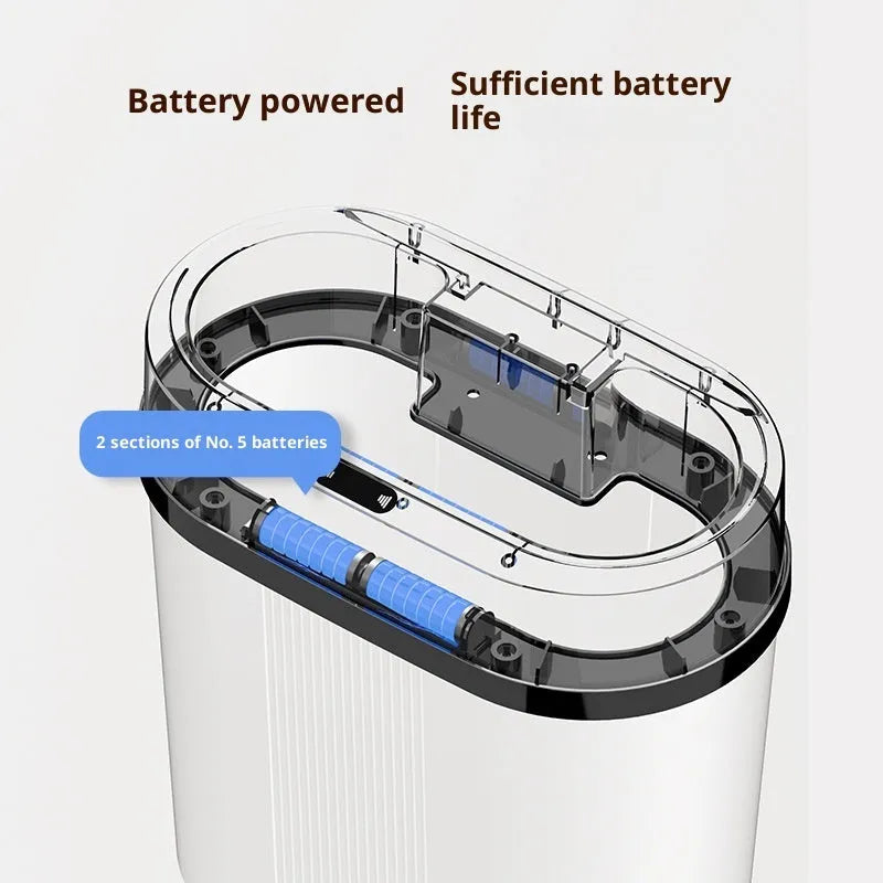 Smart trash can with waterproof sealed lid in black or white, square PP body for home use