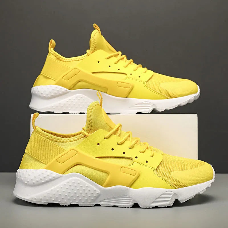 Men's low-top casual lace-up trainers in fluorescent colours with mesh upper and cross shoulder strap