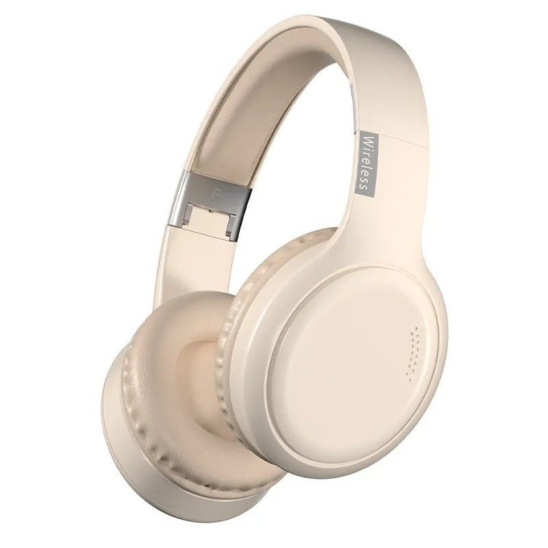 V10 Bluetooth headset wireless in milky white, lightweight ABS material, head-mounted design