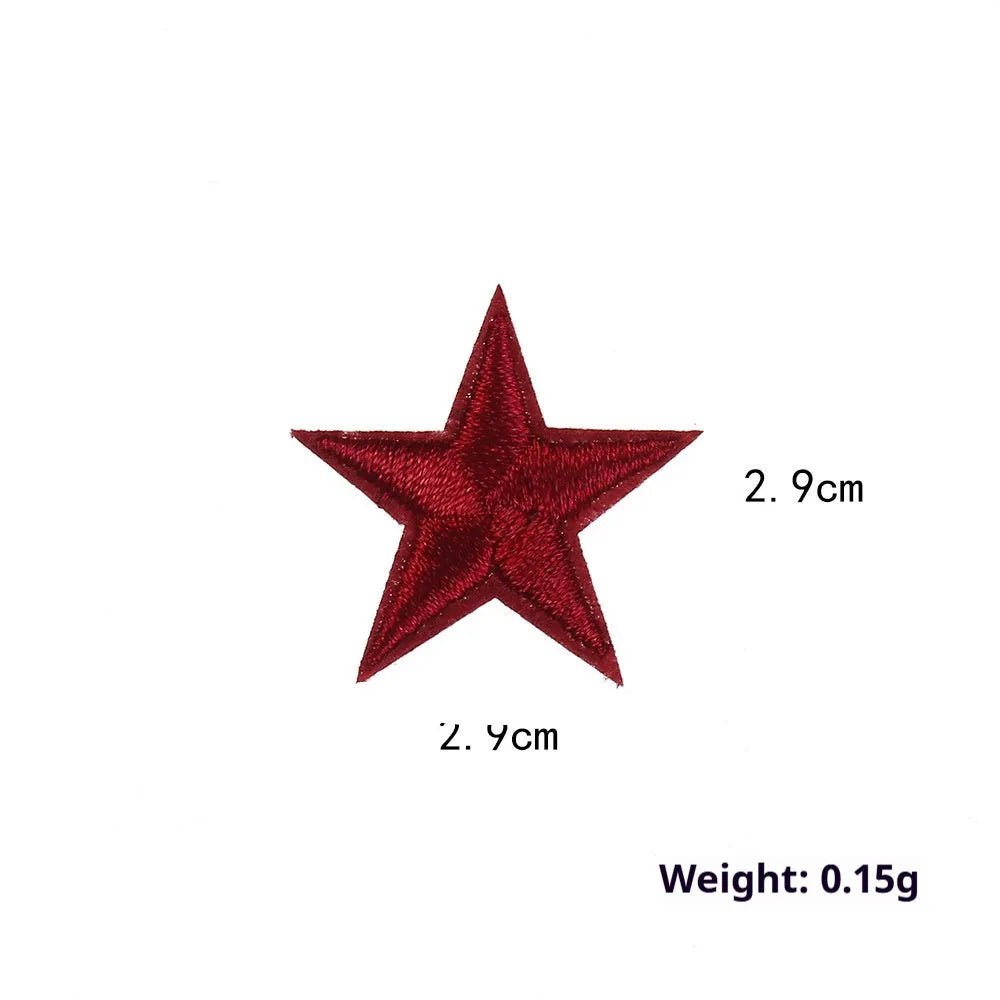 Colourful five-pointed star cloth embroidery stickers for DIY fabric decoration