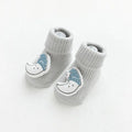 Baby non-slip socks with glue print sole in blue white bear colour, loose fit combed cotton middle tube