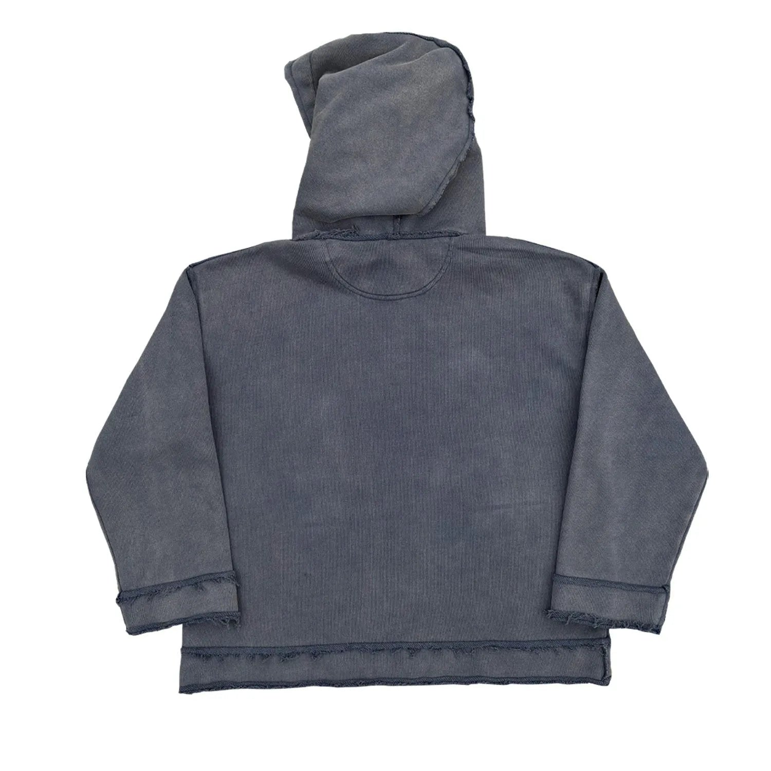 Dark blue hooded sweater showing the front and the reverse side with The Sun Also Rises text.