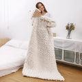Nordic coarse yarn hand-woven wool chenille blanket in white, 100x200cm size with 6cm thickness