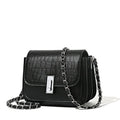 Women's soft PU chain shoulder bag in horizontal square shape with interior mobile phone pocket