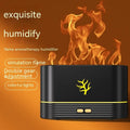 White USB flame humidifier with LED fire effect and square design on a wooden table