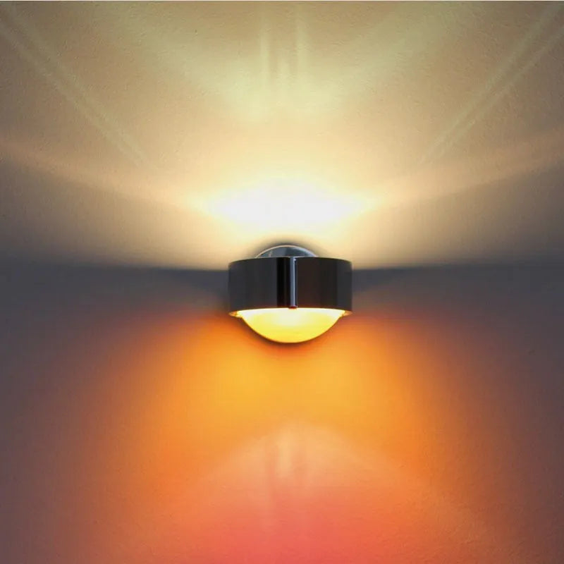Modern small wall lamp with chrome, gold, black, and white finish options for bedside, hallway, staircase, or hotel use.