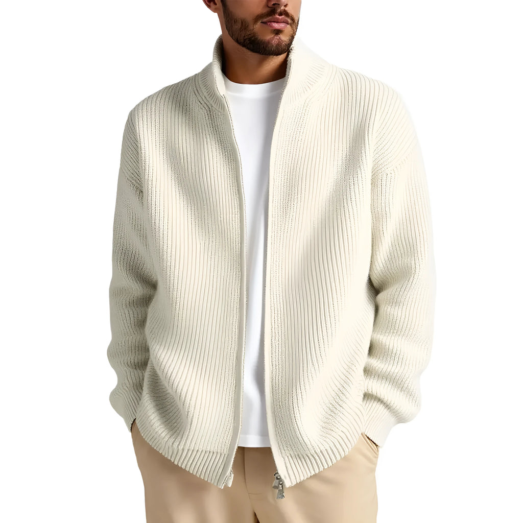 Men's loose fit cardigan sweater in acrylic blend fabric available in five colours