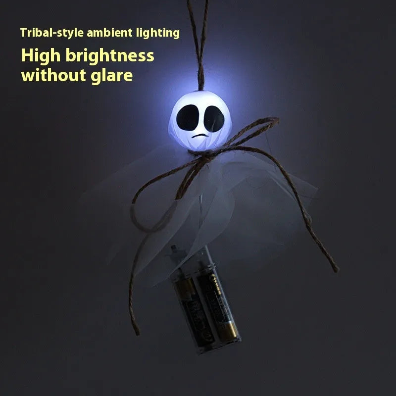 Halloween ghost-themed LED lighting chain with colourful lights and battery box for party decoration