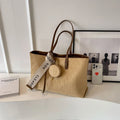 Soft polyester large capacity shoulder tote bag with multiple compartments in horizontal square shape