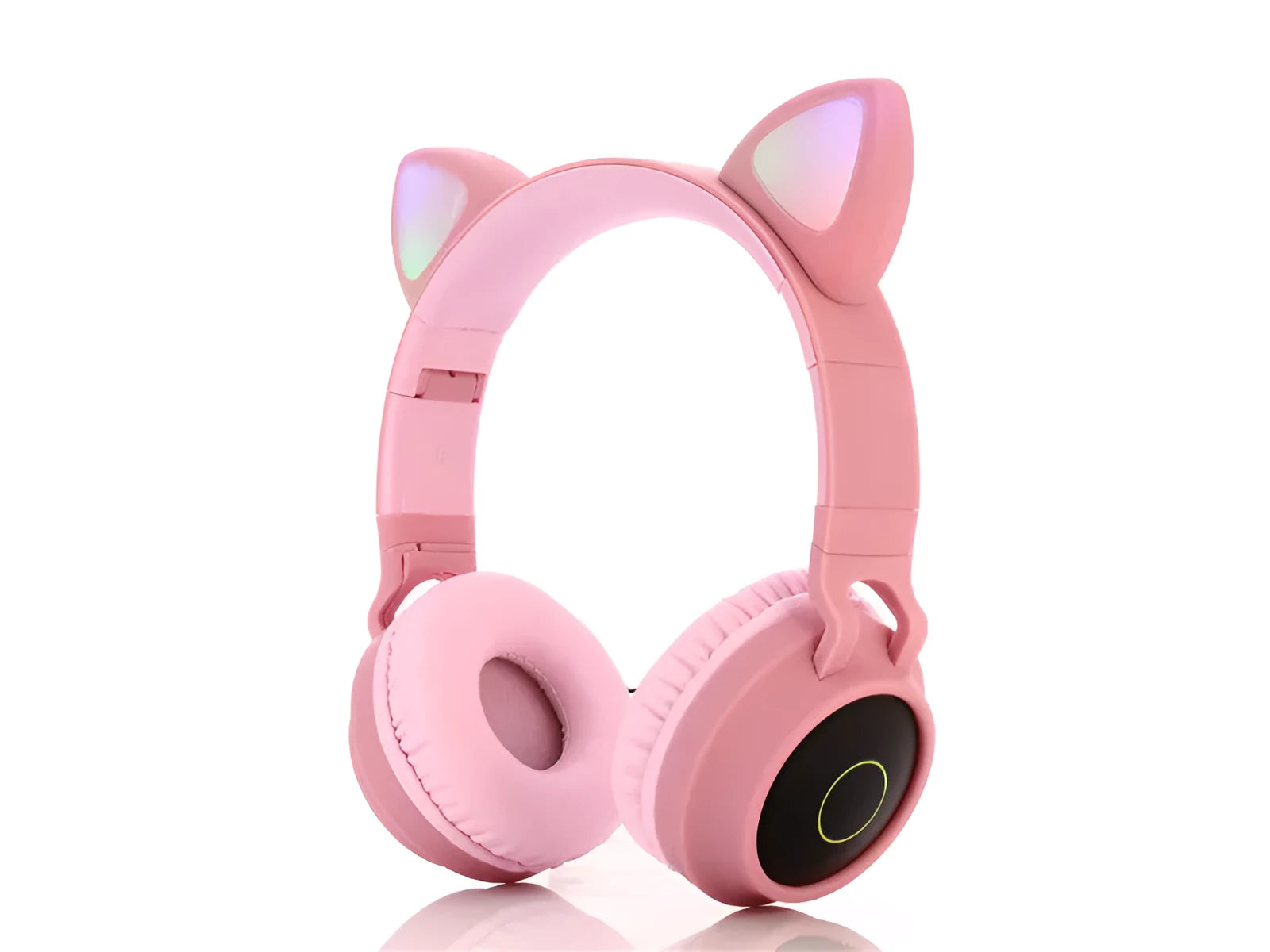 Cartoon cat ears wireless Bluetooth gaming headset in pink colour with bilateral stereo speakers