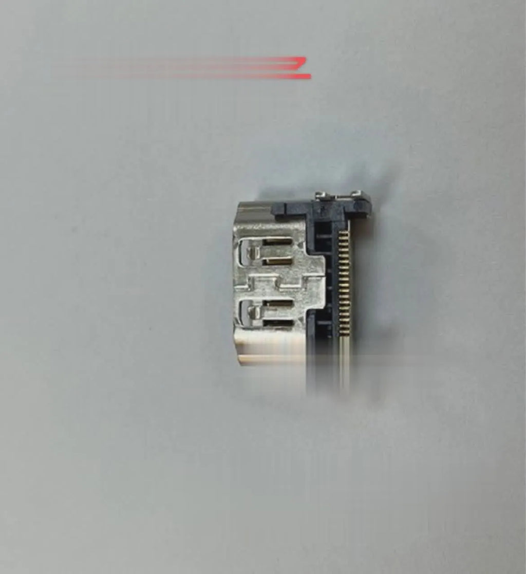 Silver HDMI interface host socket connector for gaming console and computer repair