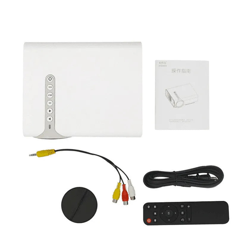 YG530 mini mobile phone projector in black or white with LED lens and wireless connectivity