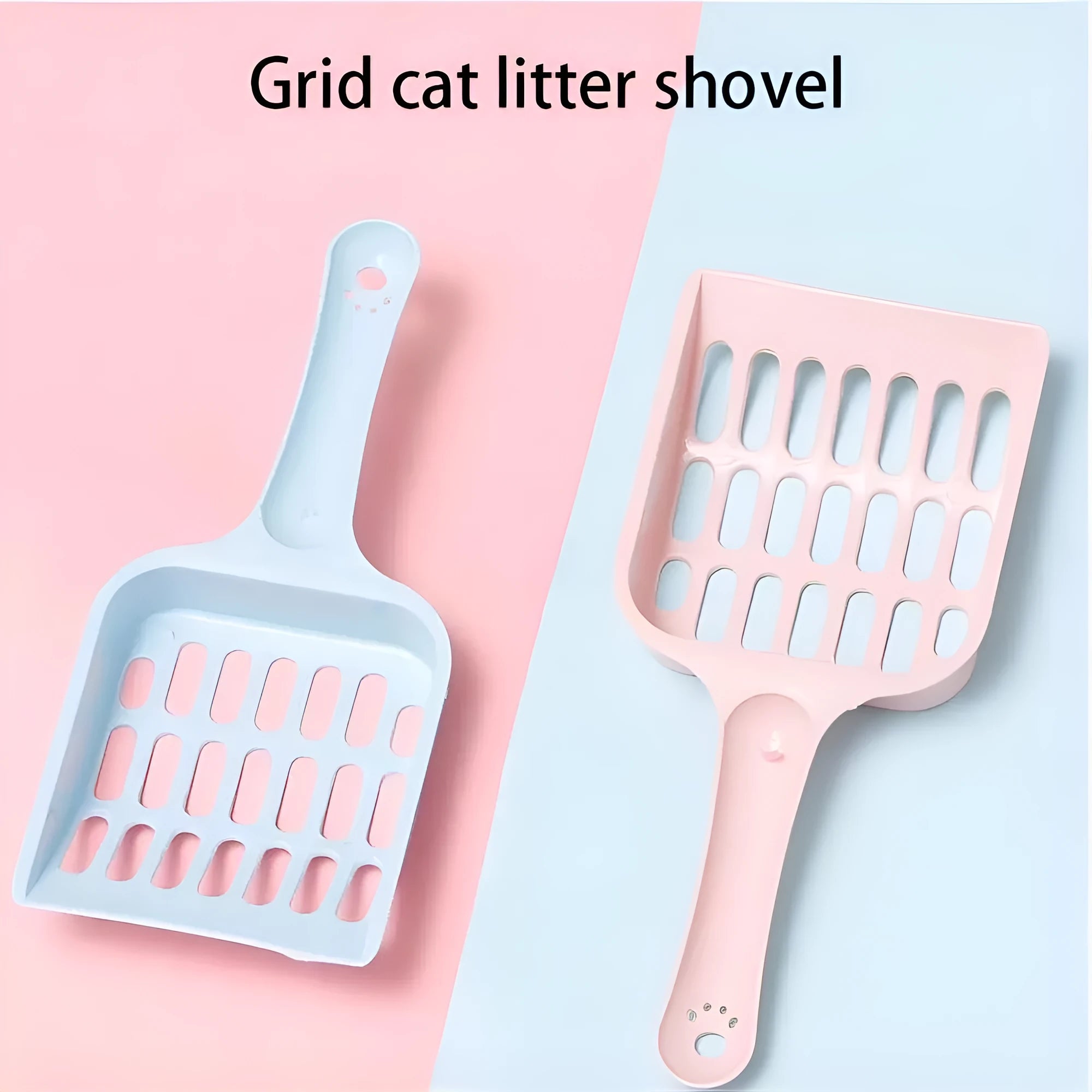 Blue plastic cat litter scoop measuring 20cm length for pet waste removal