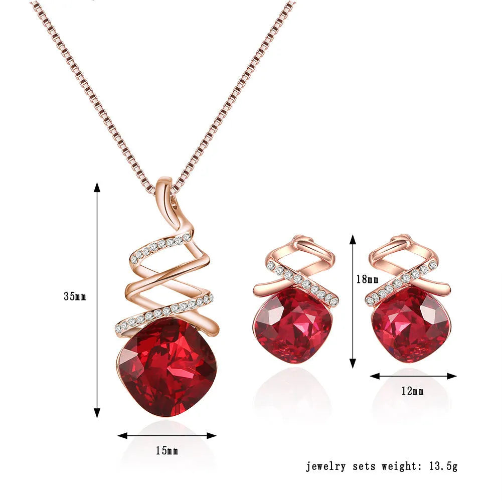Alloy bridal jewelry set with water wave chain necklace and matching earrings silver tone