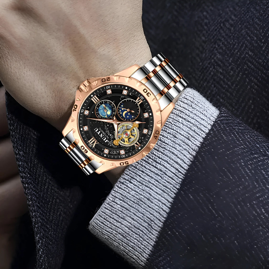 Men's automatic mechanical watch with luminous hands and waterproof case in casual design