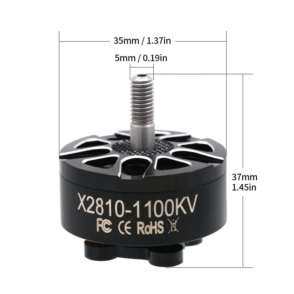 X2810 multi-axis flight motor with metal housing, available in 900KV 1100KV 1500KV options