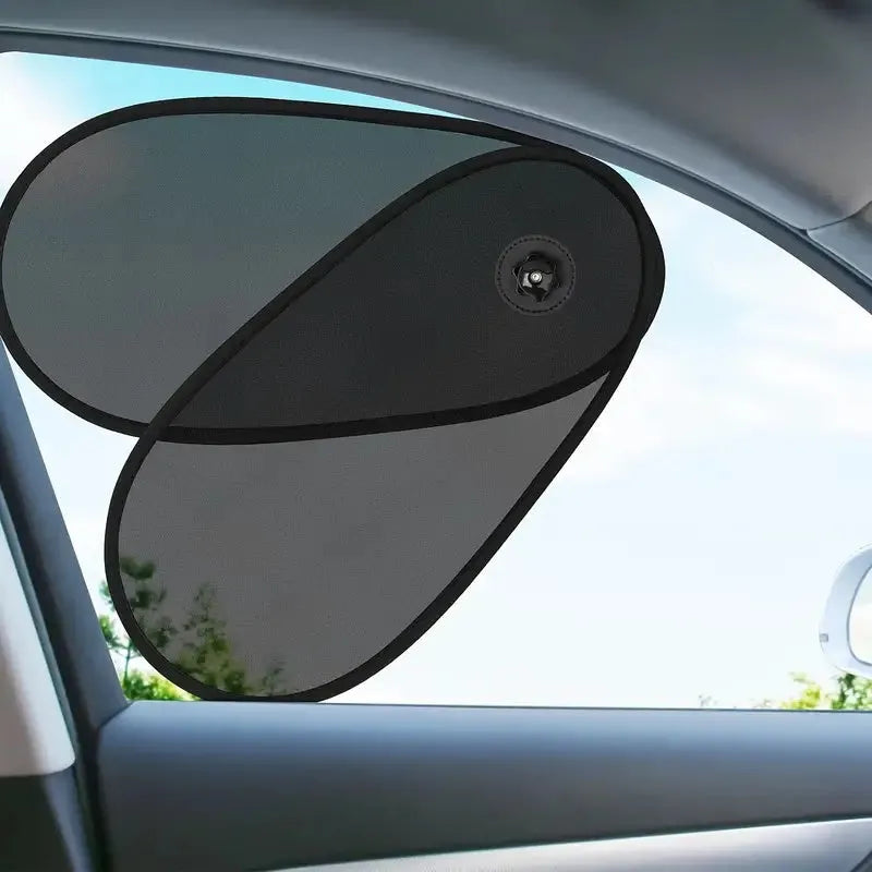 Black adjustable car side window sunshade with suction cups for baby sun protection